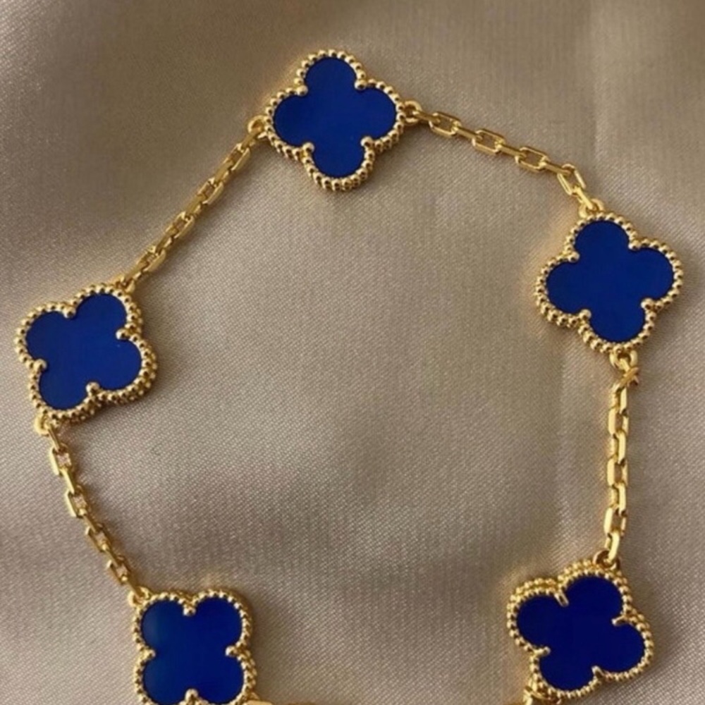 Blue Clover Bracelet Lapis Lazuli Alhambra Inspired Bracelet